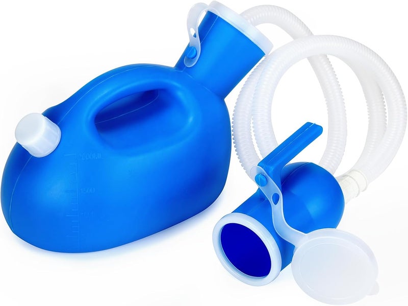 ONEDONE Urinals for Men -Spill Proof Men's Urine Bottle with 47" Hose Portable Male Urinal w/Separate Urine Outlet 68 OZ Pee Bottle for Seniors Hospital Home Camping Car Travel - Image 1